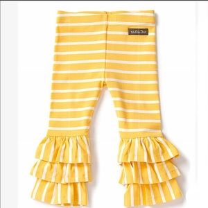 Matilda Jane yellow &white striped ruffle leggings